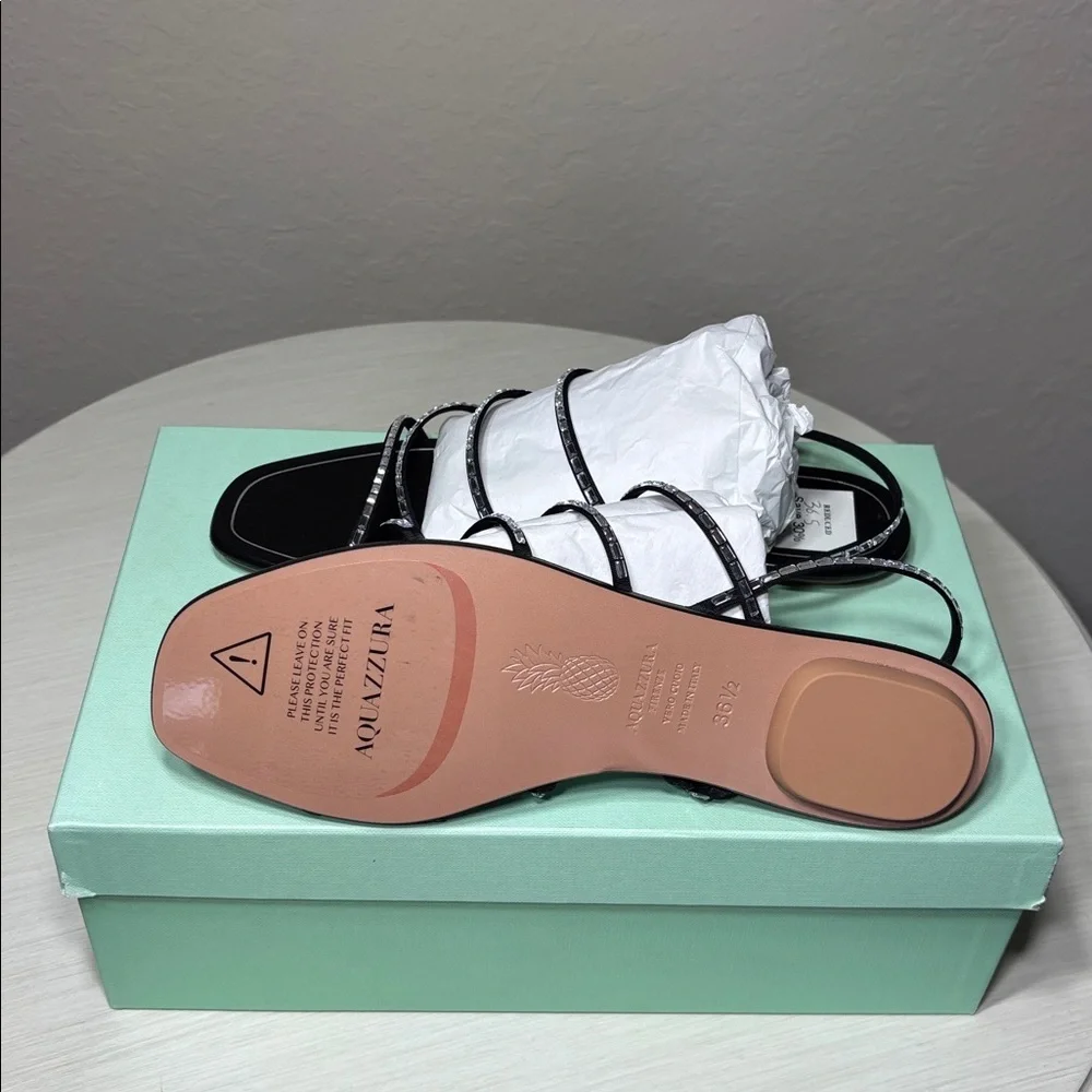 Aquazzura Mistica Crystal Embellished  flat sandals.Tequila Style NIB 36.5 - Picture 8 of 9